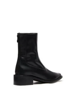 Barn Ankle Boot Black -StepAura Store BARN BLACK SMOOTH PU BACK ANGLE