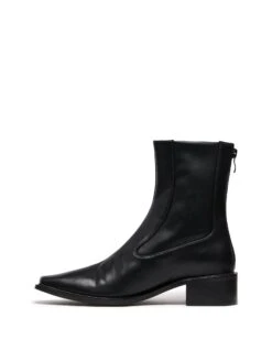 Barn Ankle Boot Black -StepAura Store BARN BLACK SMOOTH PU SIDE2 INTERIOR