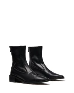 Barn Ankle Boot Black -StepAura Store BARN BLACK SMOOTH PU TOE ANGLE