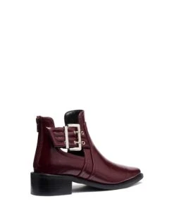 Baylee Ankle Boot Bordeaux Crinkle Patent -StepAura Store BAYLEE BORDEAUXCRINKLEPATENTPU BACKANGLE