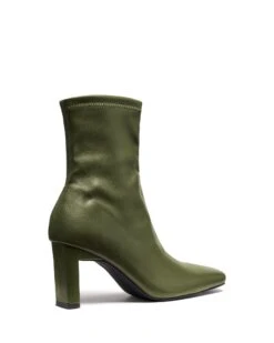 Bette Ankle Boot Khaki Smooth 8 Bette Ankle Boot Khaki Smooth -StepAura Store BETTE KHAKISMOOTHSTRETCHPU BACKANGLE