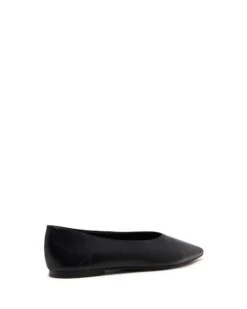Clara Pointed Flat Black 6 Clara Pointed Flat Black -StepAura Store CLARA BLACK SMOOTHPU BACK ANGLE