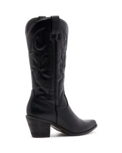 Clayton Cowboy Boot Black -StepAura Store CLAYTON BLACK PU BACK