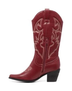 Clayton Cowboy Boot Cherry -StepAura Store CLAYTON CHERRYPU SIDE2