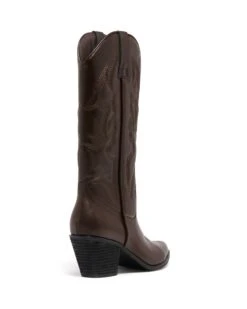 Clayton Cowboy Boot Chocolate -StepAura Store CLAYTON CHOCOLATEPU BACKANGLE