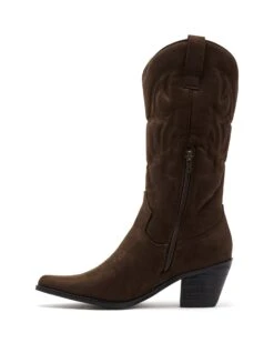 Clayton Cowboy Boot Chocolate Suede 7 Clayton Cowboy Boot Chocolate Suede -StepAura Store CLAYTON CHOCOLATE MICROSUEDE SIDE2