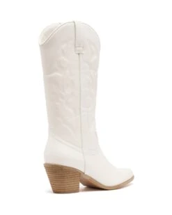 Clayton Cowboy Boot Ivory 6 Clayton Cowboy Boot Ivory -StepAura Store CLAYTON IVORY BACKANGLE