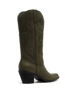 Clayton Cowboy Boot Khaki Suede 6 Clayton Cowboy Boot Khaki Suede -StepAura Store CLAYTON KHAKIMICROSUEDE BACKANGLE