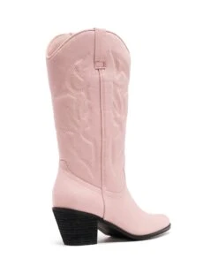 Clayton Cowboy Boot Pale Pink Suede -StepAura Store CLAYTON PALEPINKMICROSUEDE BACKANGLE