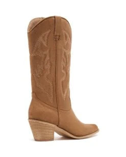 Clayton Cowboy Boot Toffee Suede -StepAura Store CLAYTON TOFFEEMICROSUEDE BACKANGLE