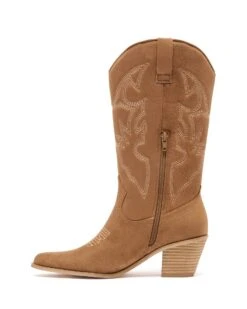 Clayton Cowboy Boot Toffee Suede -StepAura Store CLAYTON TOFFEEMICROSUEDE SIDE2 INTERIOR