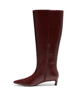 Destiny Tall Boot Bordeaux Textured -StepAura Store DESTINY BORDEAUXTEXTUREDPU SIDE2 INTERIOR