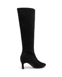 Dove Tall Boot Black Microsuede -StepAura Store DOVE BLACK MICROSUEDE BACK ANGLE