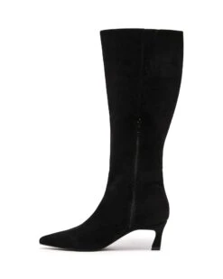 Dove Tall Boot Black Microsuede -StepAura Store DOVE BLACK MICROSUEDE SIDE2 INTERIOR