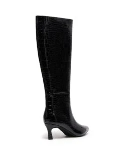 Dove Tall Boot Black Croc 6 Dove Tall Boot Black Croc -StepAura Store DOVE BLACK PATENT CROC PU BACK ANGLE