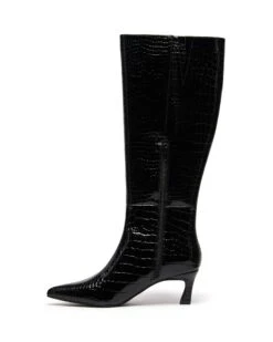 Dove Tall Boot Black Croc 7 Dove Tall Boot Black Croc -StepAura Store DOVE BLACK PATENT CROC PU SIDE2 INTERIOR