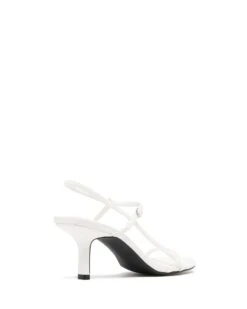 Easton Slingback Heel White -StepAura Store EASTON WHITESMOOTHPU BACKANGLE
