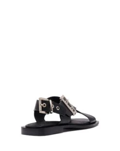 Easy Slingback Flat Black Smooth -StepAura Store EASY BLACKSMOOTH BACKANGLE