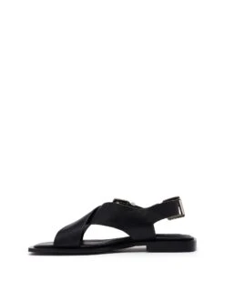 Easy Slingback Flat Black Smooth -StepAura Store EASY BLACKSMOOTH SIDE2 INTERIOR