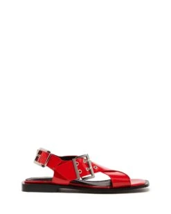 Easy Slingback Flat Red Patent -StepAura Store EASY RED PATENT PU SIDE