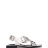 Easy Slingback Flat Silver Cracked Metallic
