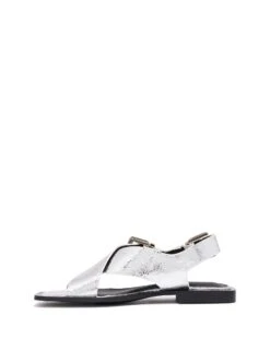 Easy Slingback Flat Silver Cracked Metallic -StepAura Store EASY SILVERCRACKEDMETALLIC SIDE2 INTERIOR