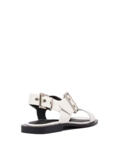 Easy Slingback Flat White Smooth -StepAura Store EASY WHITESMOOTH BACKANGLE