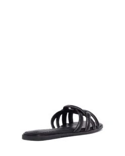 Gabrielle Flat Sandal Black Burnished -StepAura Store GABRIELLE BLACK BACKANGLE