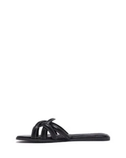 Gabrielle Flat Sandal Black Burnished -StepAura Store GABRIELLE BLACK SIDE2 INTERIOR