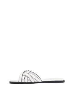 Gabrielle Flat Sandal White Burnished -StepAura Store GABRIELLE WHITE SIDE2 INTERIOR