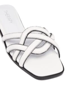 Gabrielle Flat Sandal White Burnished -StepAura Store GABRIELLE WHITE TOEANGLE