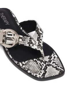 Gallery Thong Sandal Black/White Snake -StepAura Store GALLERY BLACKWHITESNAKE TOEANGLE