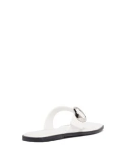 Gallery Thong Sandal White Smooth -StepAura Store GALLERY WHITE BACKANGLE