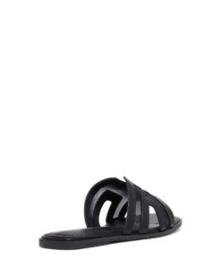 Gaze Flat Sandal Black Mesh -StepAura Store GAZE BLACK BACKANGLE