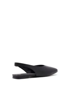 Graze Slingback Flat Black -StepAura Store GRAZE BLACKSMOOTH PU BACK