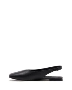 Graze Slingback Flat Black -StepAura Store GRAZE BLACKSMOOTH PU SIDE2