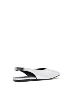 Graze Slingback Flat Silver 8 Graze Slingback Flat Silver -StepAura Store GRAZE SILVERCRINKLE METALLIC PU BACK
