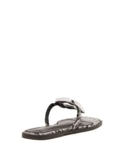 Guild Thong Sandal Black/White Snake -StepAura Store GUILD BLACK WHITE SNAKE PU BACK