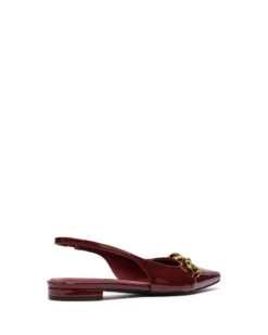 Guilty Slingback Flat Bordeaux Patent -StepAura Store GUILTY BORDEAUX PATENTPU BACK ANGLE