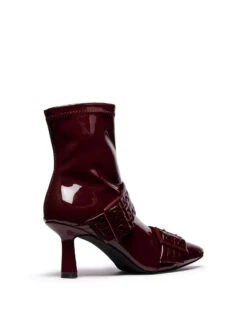 Hadley Ankle Boot Cherry 6 Hadley Ankle Boot Cherry -StepAura Store HADLEY BORDEAUX STRETCH PU BACK ANGLE