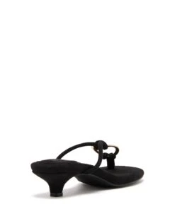Haydn Thong Heel Black Microsuede -StepAura Store HAYDN BLACKMICROSUEDE BACKANGLE