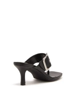 Jade Thong Heel Black Smooth -StepAura Store JADE BLACK PU BACK