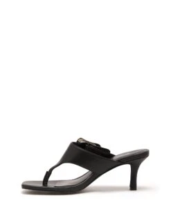 Jade Thong Heel Black Smooth -StepAura Store JADE BLACK PU SIDE3