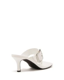 Jade Thong Heel White Smooth -StepAura Store JADE WHITE PU BACK