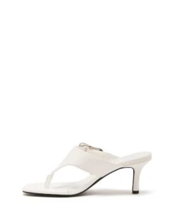 Jade Thong Heel White Smooth -StepAura Store JADE WHITE PU SIDE2