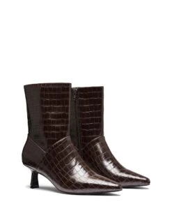 Kacee Ankle Boot Chocolate Croc -StepAura Store KACEE CHOCOLATECROCPU TOEANGLE