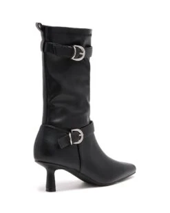 Kimme Ankle Boot Black 6 Kimme Ankle Boot Black -StepAura Store KIMME BLACKSTRETCHPU BACKANGLE