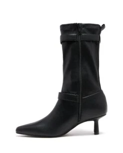 Kimme Ankle Boot Black 7 Kimme Ankle Boot Black -StepAura Store KIMME BLACKSTRETCHPU SIDE2 INTERIOR