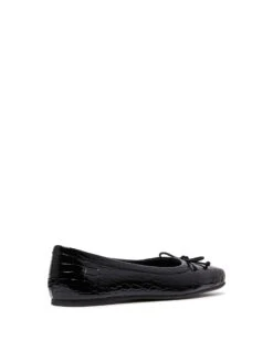 Laine Ballet Flat Black Croc -StepAura Store LAINE BLACK CROC PU BACK ANGLE