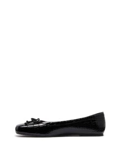 Laine Ballet Flat Black Croc -StepAura Store LAINE BLACK CROC PU SIDE2 INTERIOR